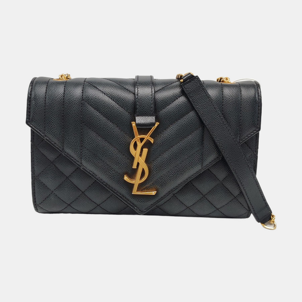 ENVELOPE Small Chevron Calfskin Black