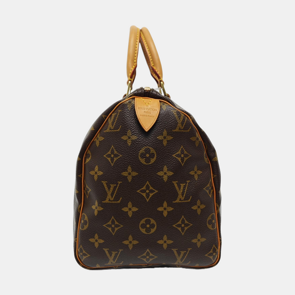 Authenticated pre-owned  Speedy 30 Monogram Coated Canvas Brown - Top Handle Bag at Looply