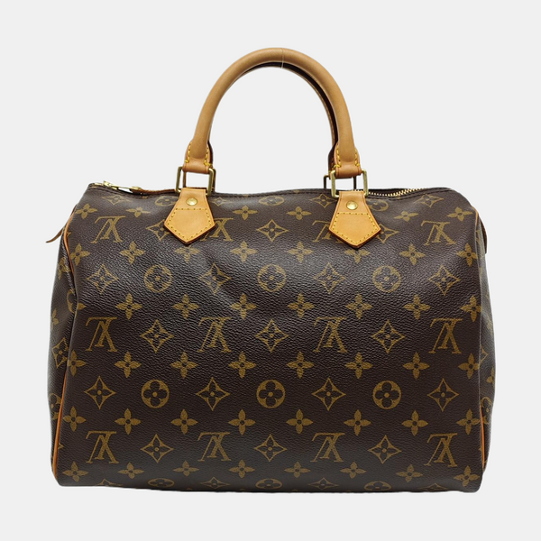 Authenticated pre-owned  Speedy 30 Monogram Coated Canvas Brown - Top Handle Bag at Looply