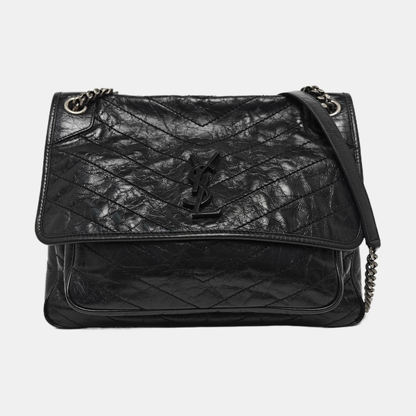 NIKI Large Chevron Calfskin Black