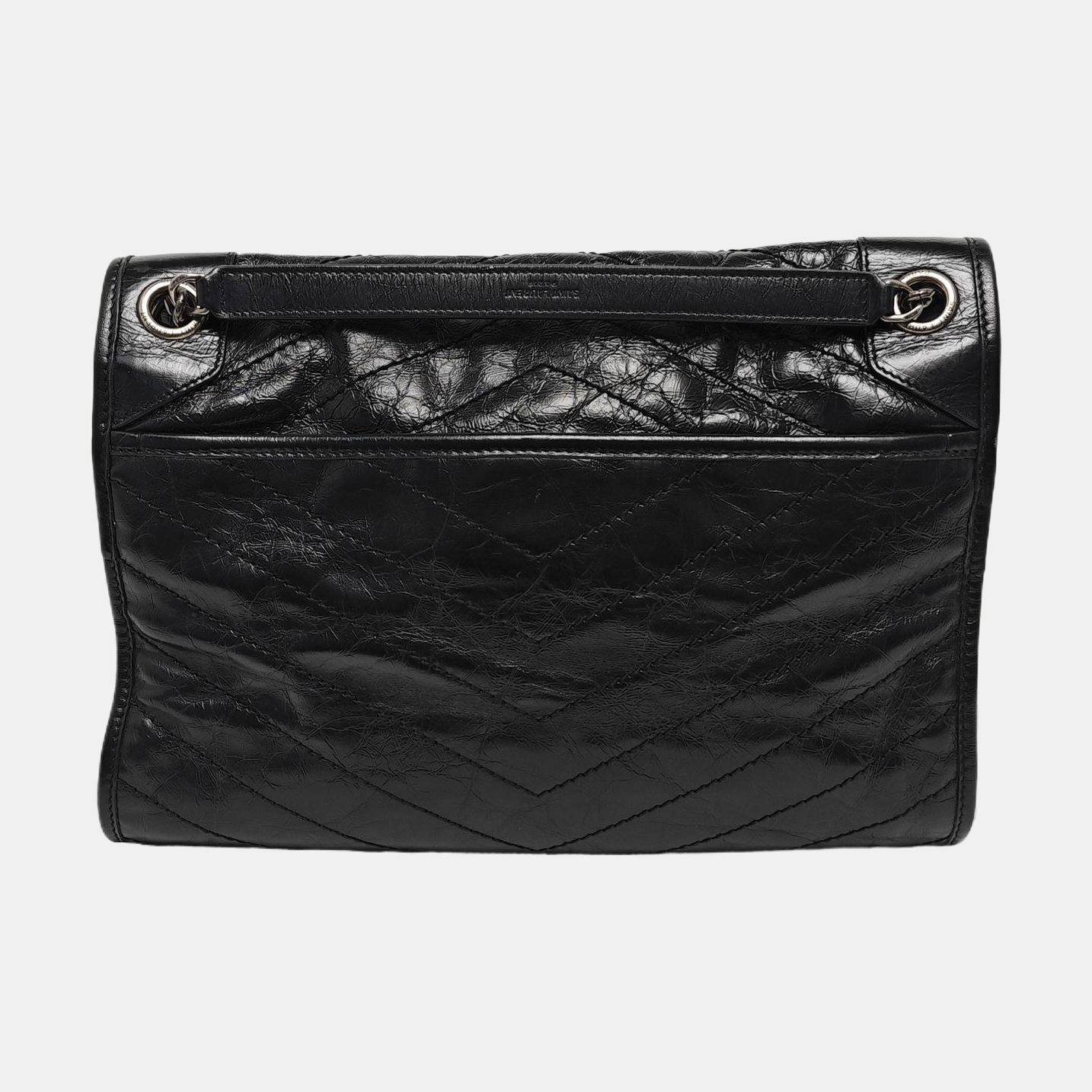 NIKI Large Chevron Calfskin Black