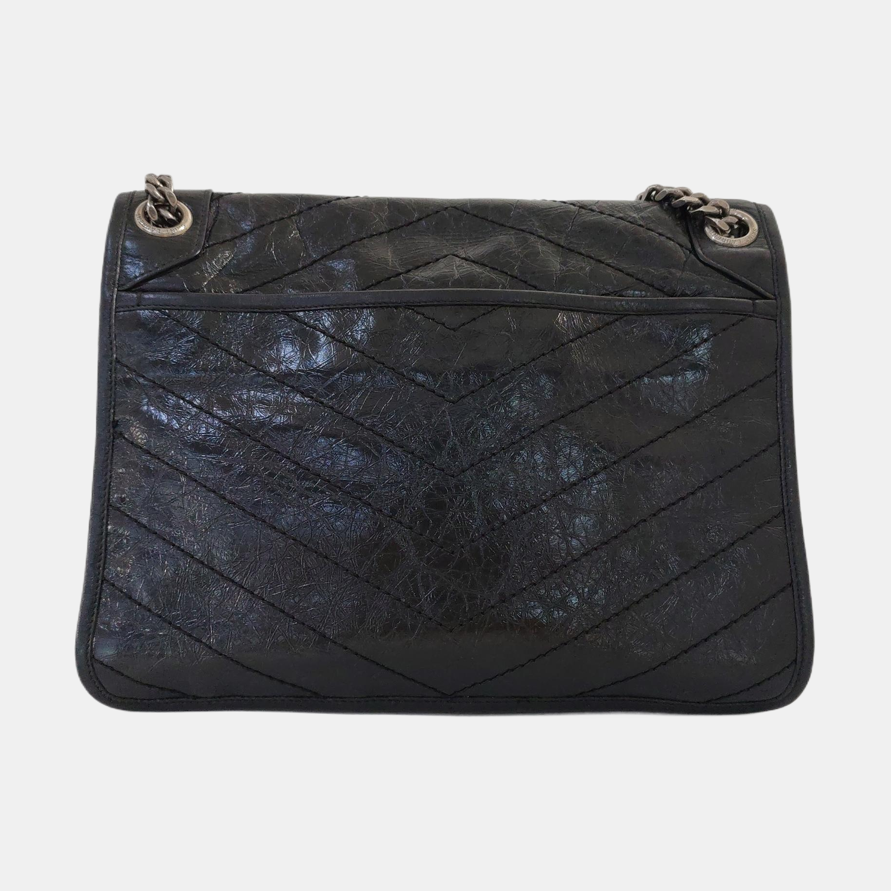 NIKI Medium Chevron Suede Black