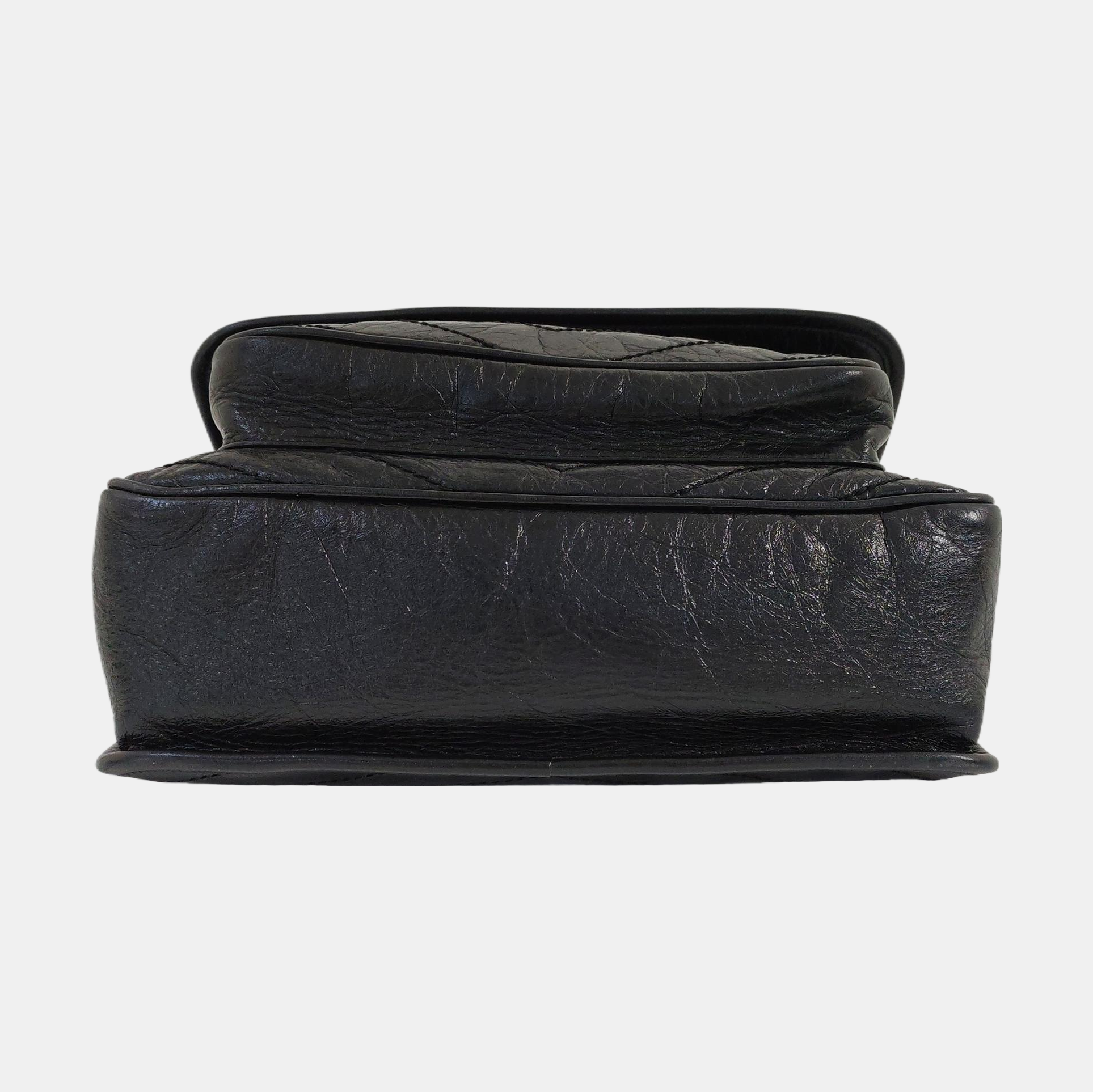 NIKI Medium Chevron Suede Black