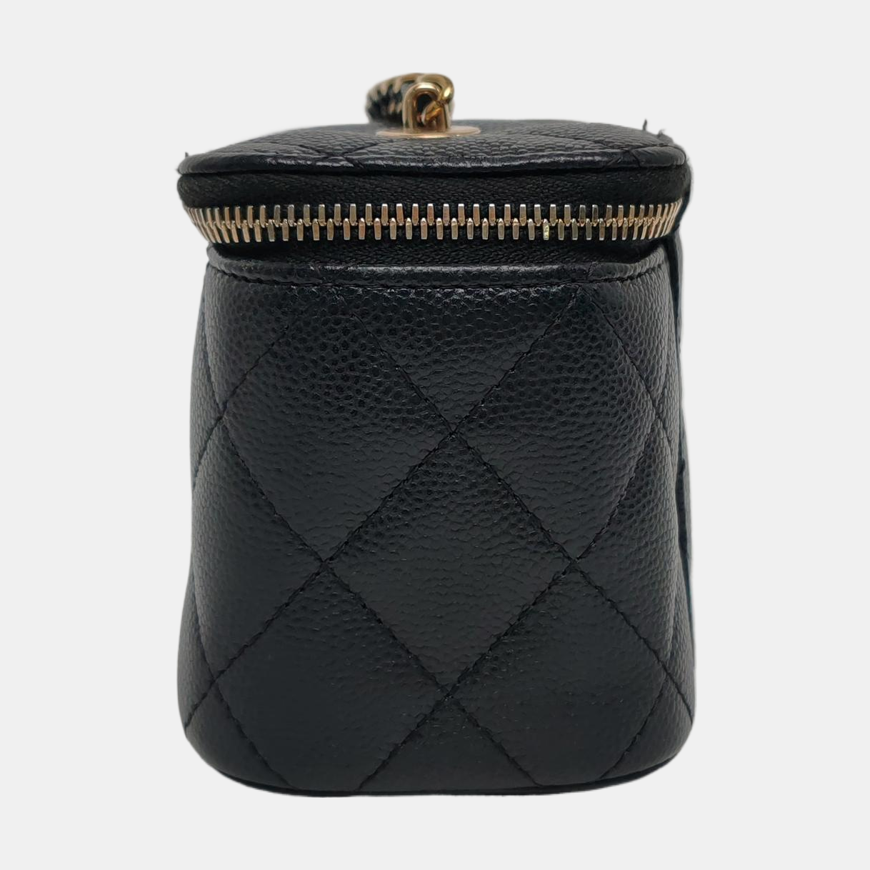 Authenticated pre-owned  Vanity Case Mini Quilted Grained Calfskin Black - Shoulder Bag at Looply