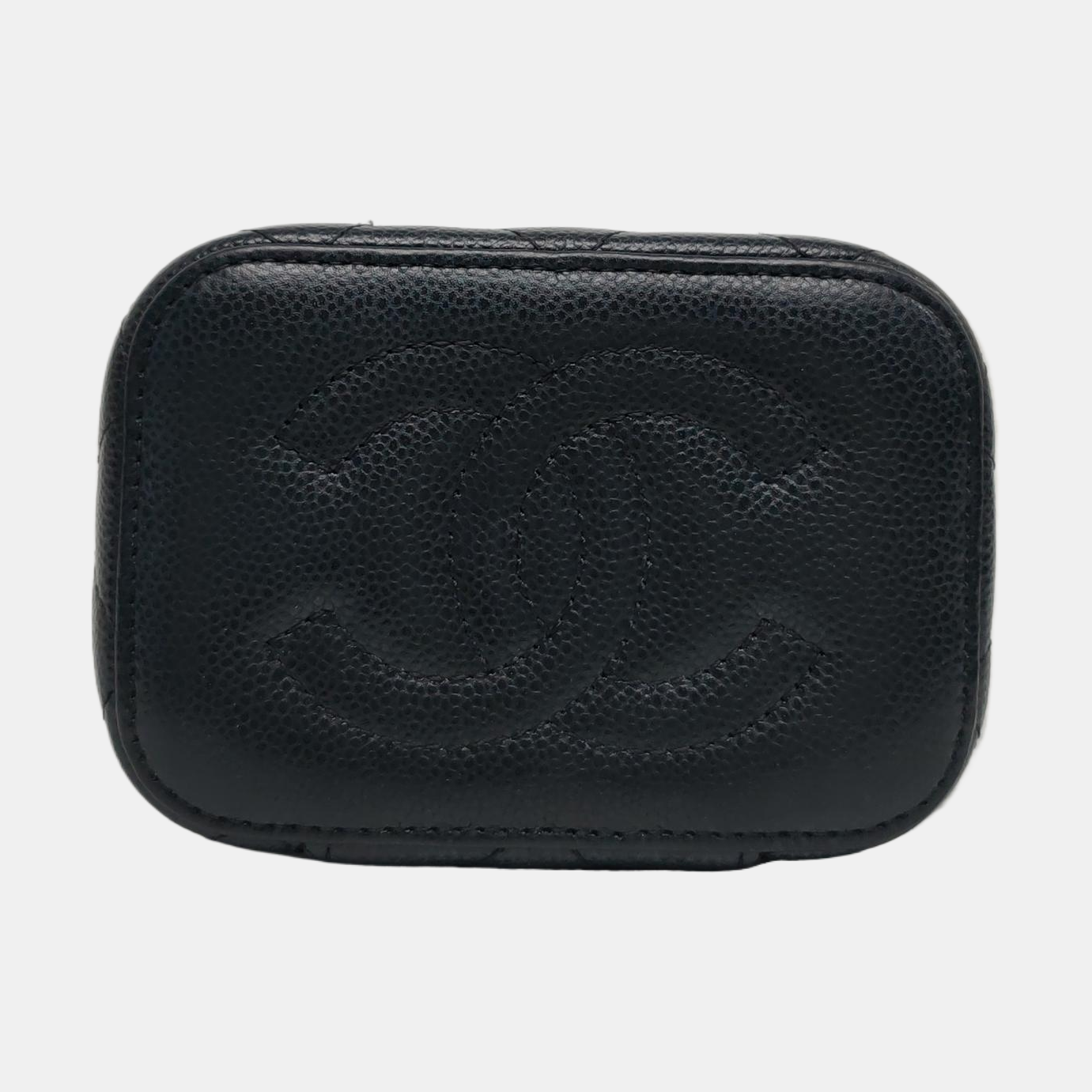 Authenticated pre-owned  Vanity Case Mini Quilted Grained Calfskin Black - Shoulder Bag at Looply