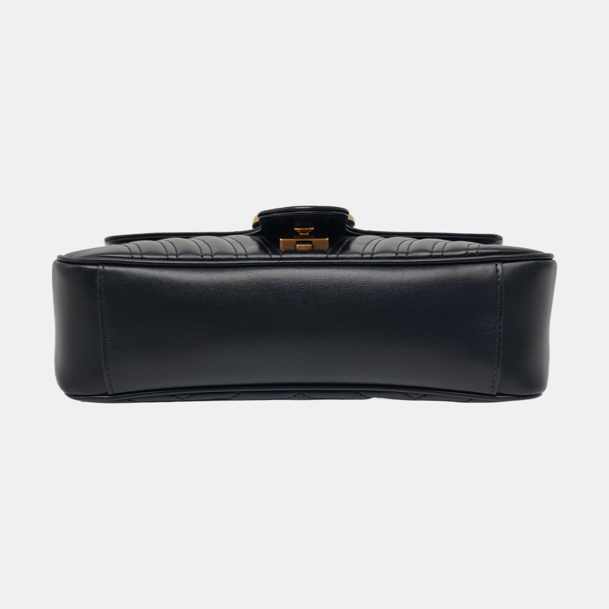 GG Marmont Medium Quilted Calfskin Black