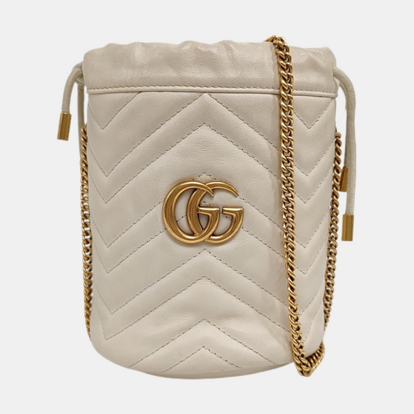 Authenticated pre-owned  GG Marmont Mini Calfskin White - Shoulder Bag at Looply