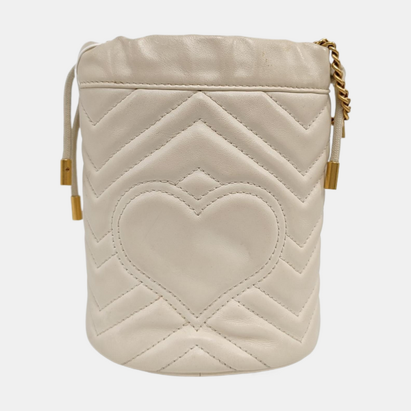 Authenticated pre-owned  GG Marmont Mini Calfskin White - Shoulder Bag at Looply