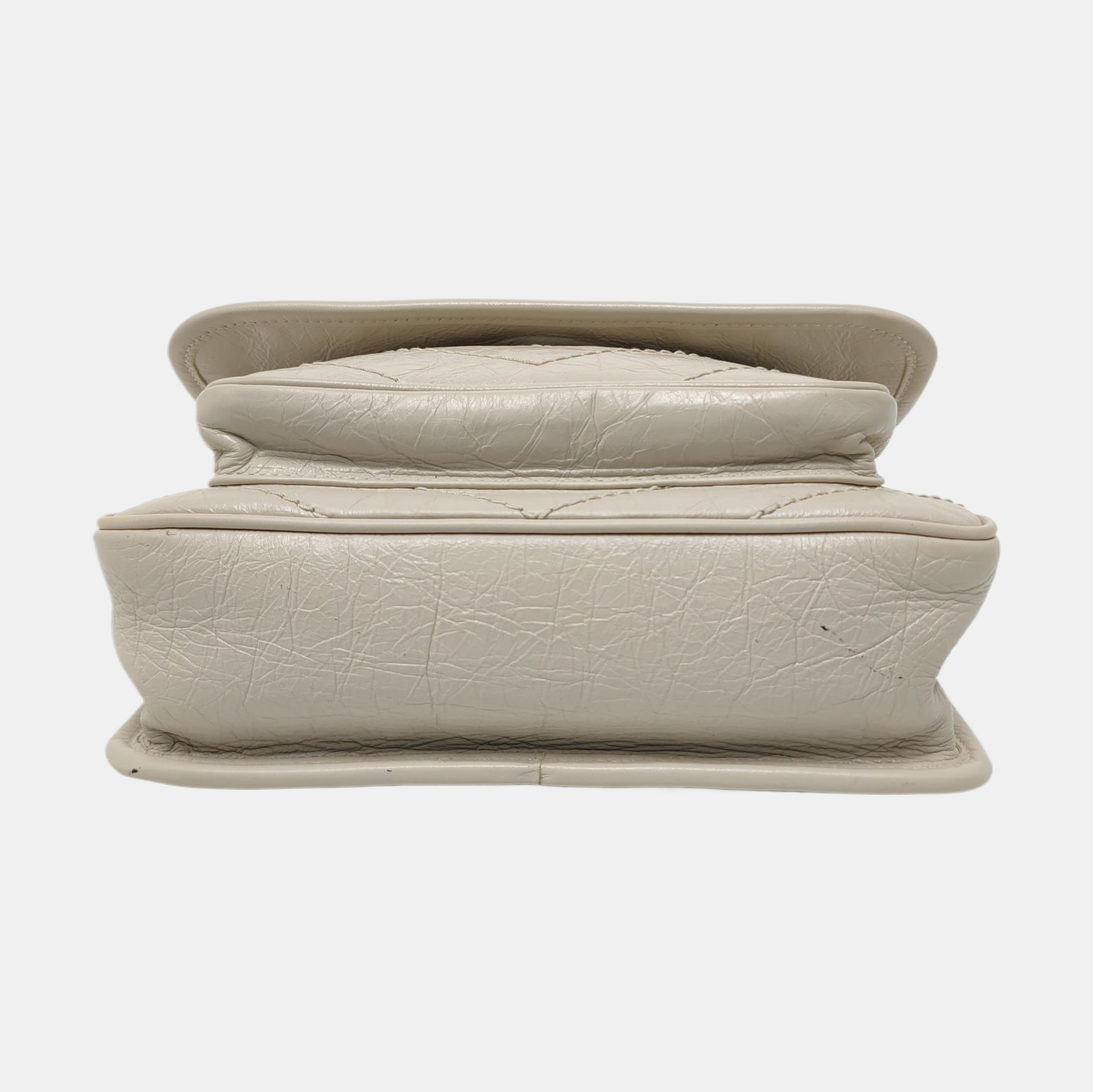 NIKI Small Chevron Calfskin White