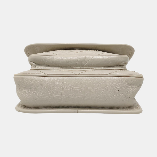 NIKI Small Chevron Calfskin White