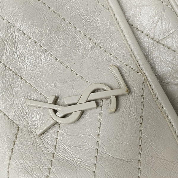 NIKI Small Chevron Calfskin White
