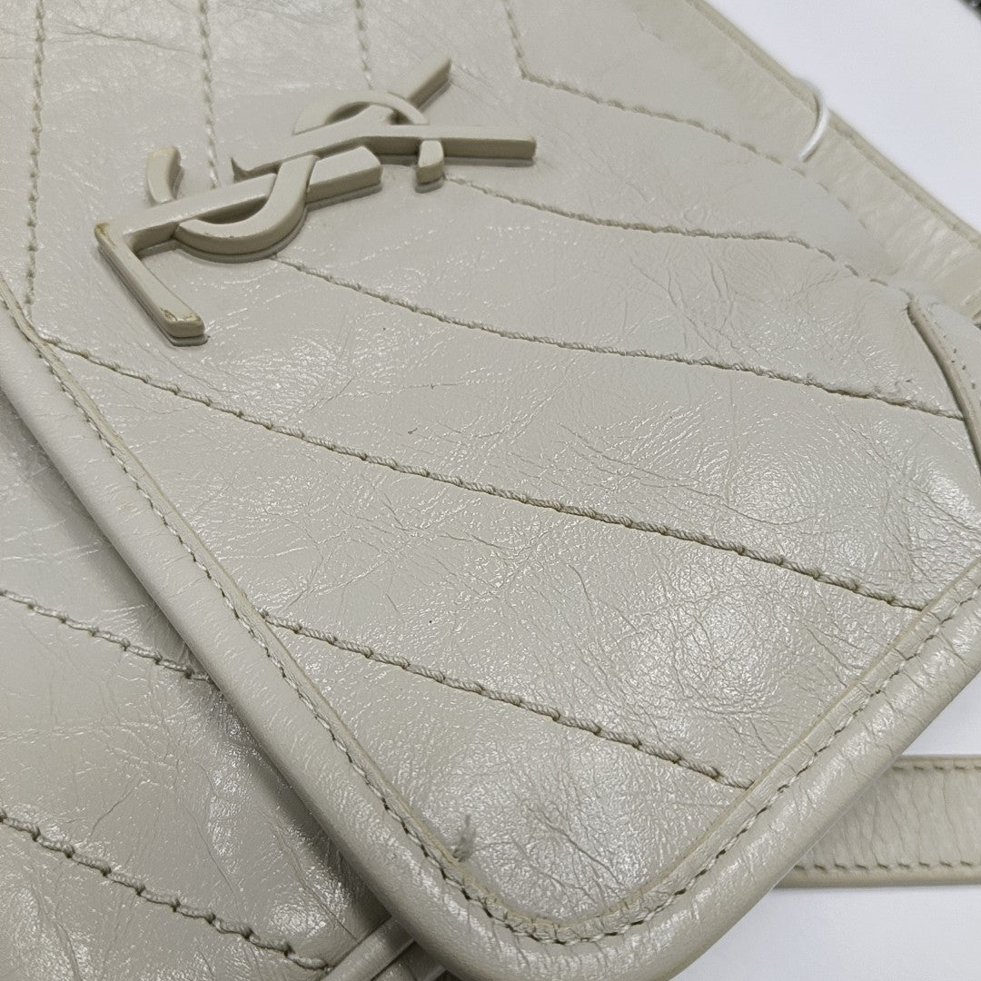 NIKI Small Chevron Calfskin White