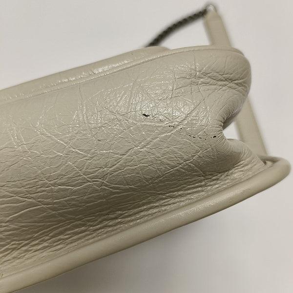 NIKI Small Chevron Calfskin White