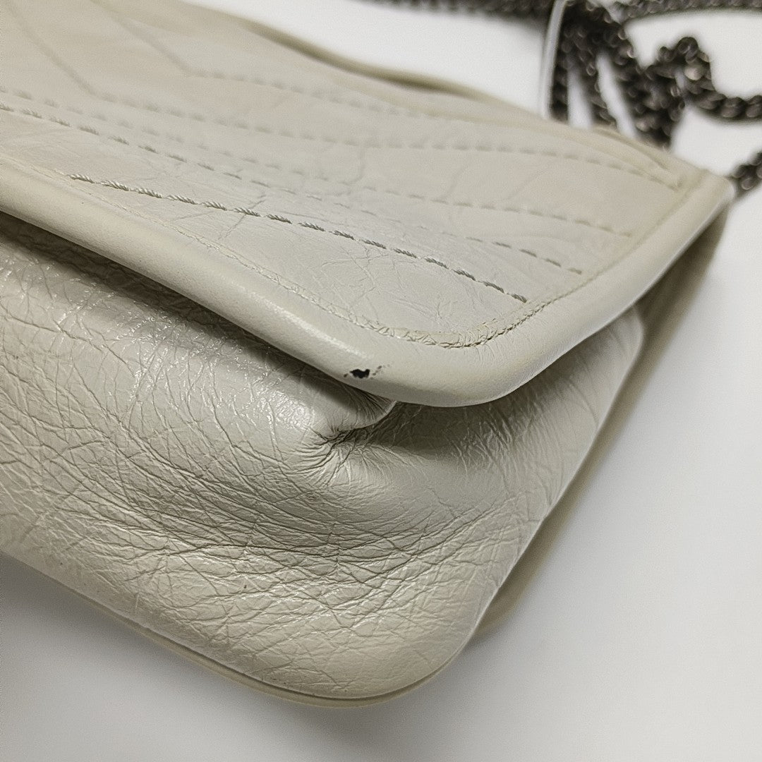 NIKI Small Chevron Calfskin White