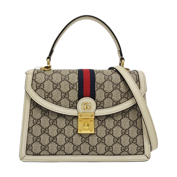 Ophidia Small Monogram Coated Canvas Beige