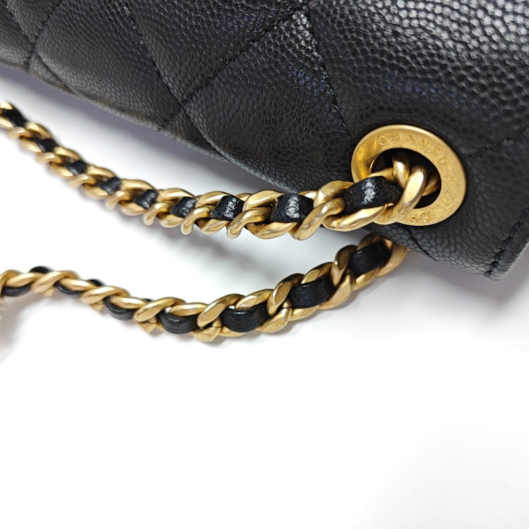 Quilted Grained Calfskin Black