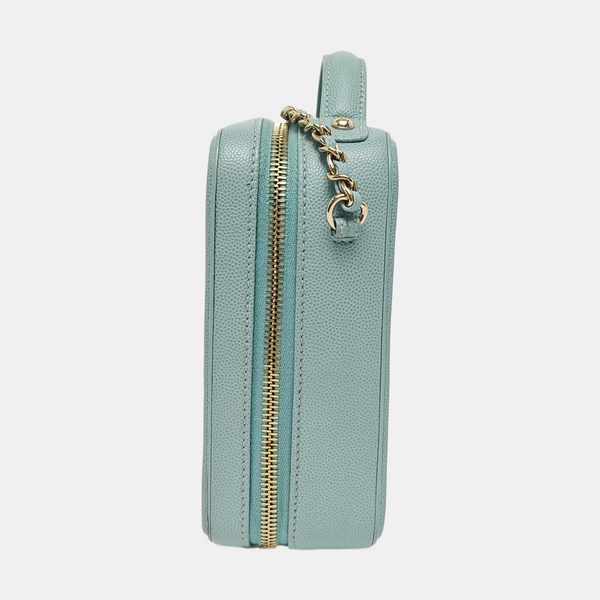 Authenticated pre-owned  Filigree Quilted Grained Calfskin Blue - Crossbody Bag at Looply