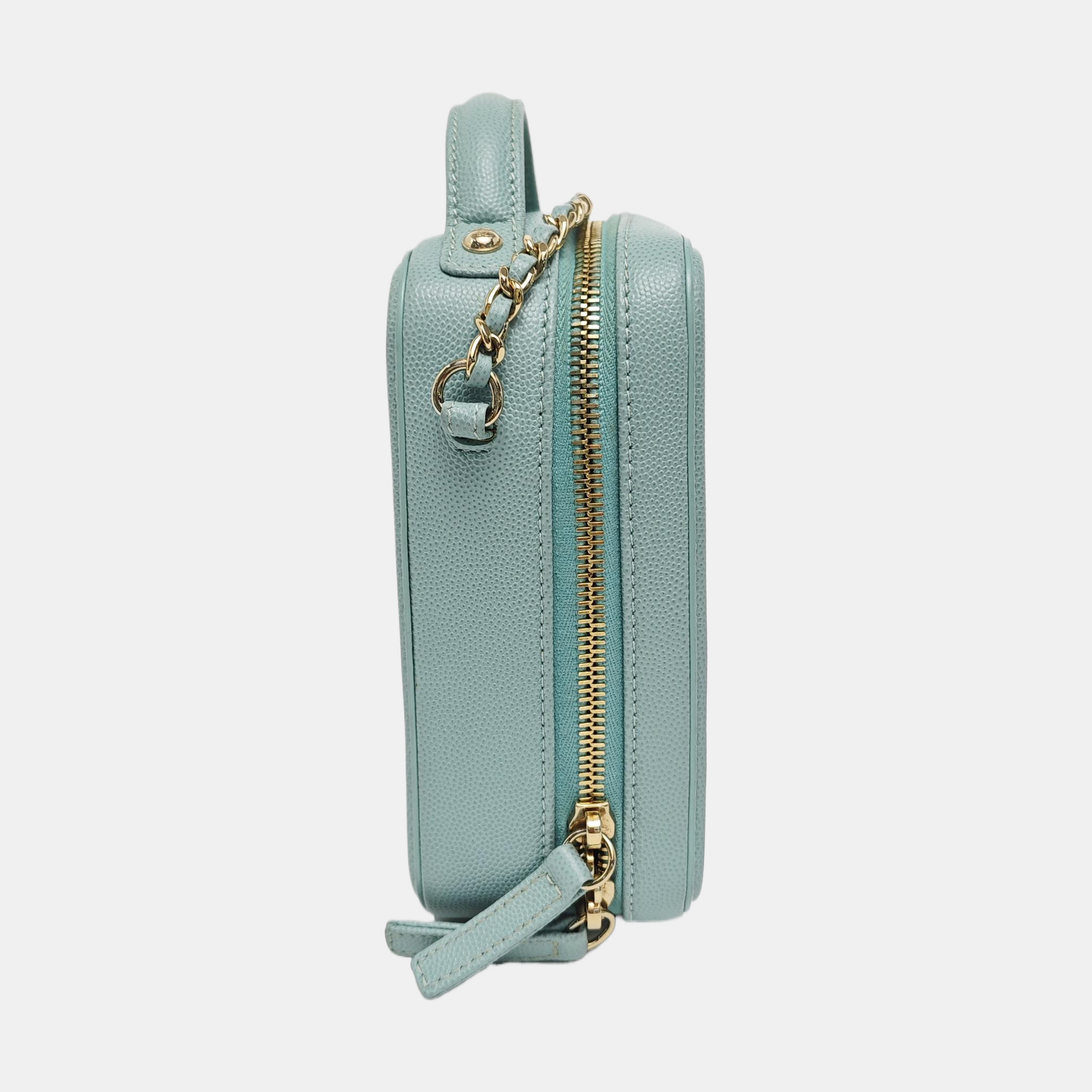 Authenticated pre-owned  Filigree Quilted Grained Calfskin Blue - Crossbody Bag at Looply