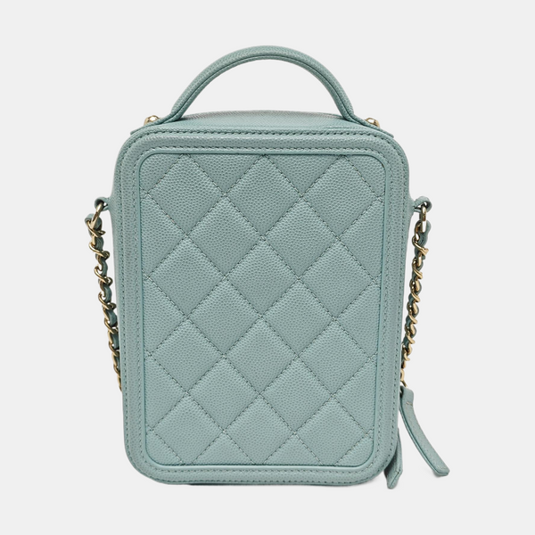 Authenticated pre-owned  Filigree Quilted Grained Calfskin Blue - Crossbody Bag at Looply