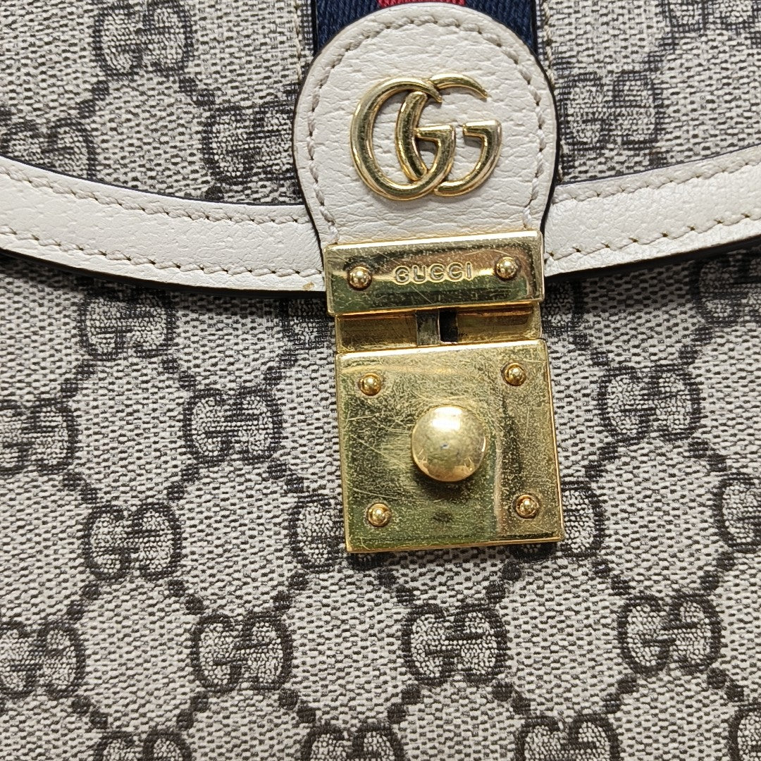 Ophidia Small Monogram Coated Canvas Beige