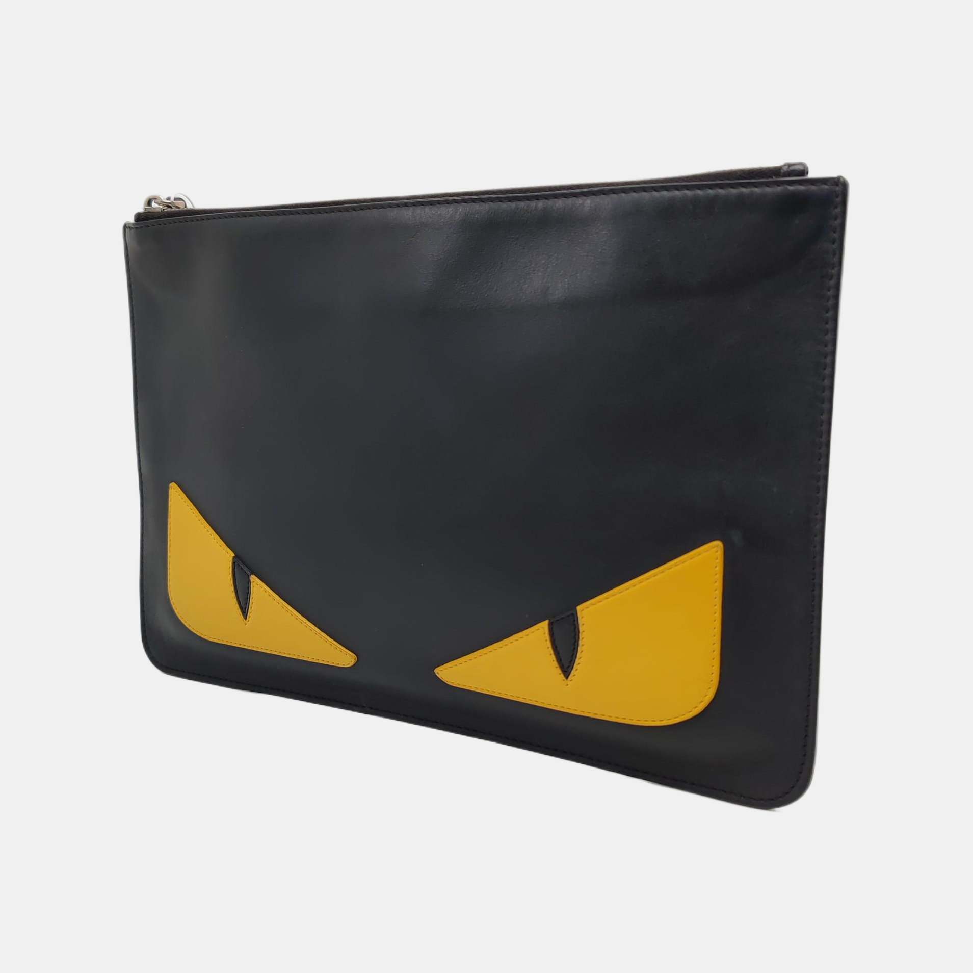 Authenticated pre-owned  Monster Calfskin Black - Clutch at Looply