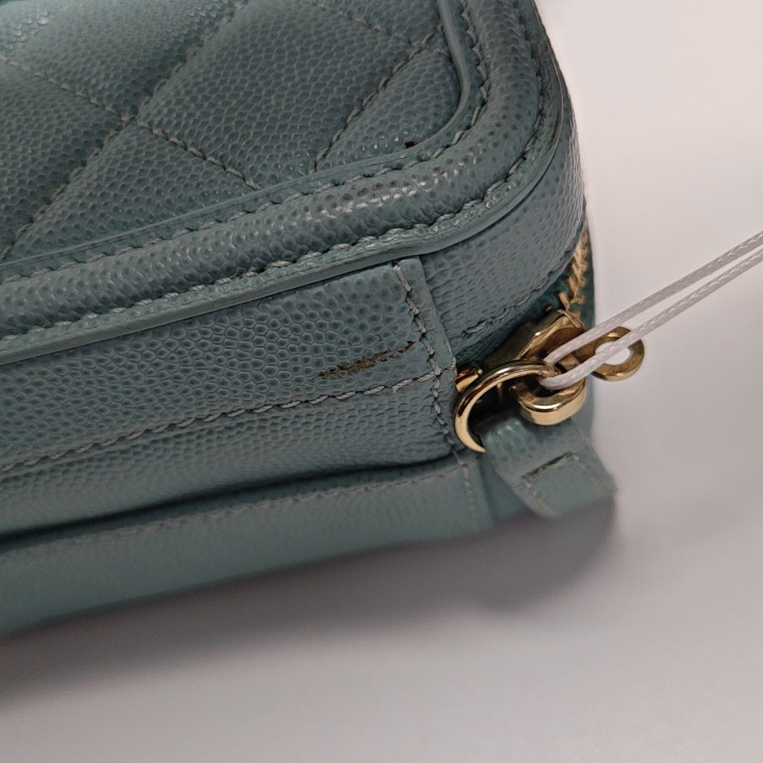 Authenticated pre-owned  Filigree Quilted Grained Calfskin Blue - Crossbody Bag at Looply
