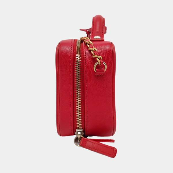 Authenticated pre-owned  Filigree Small Quilted Grained Calfskin Red - Shoulder Bag at Looply
