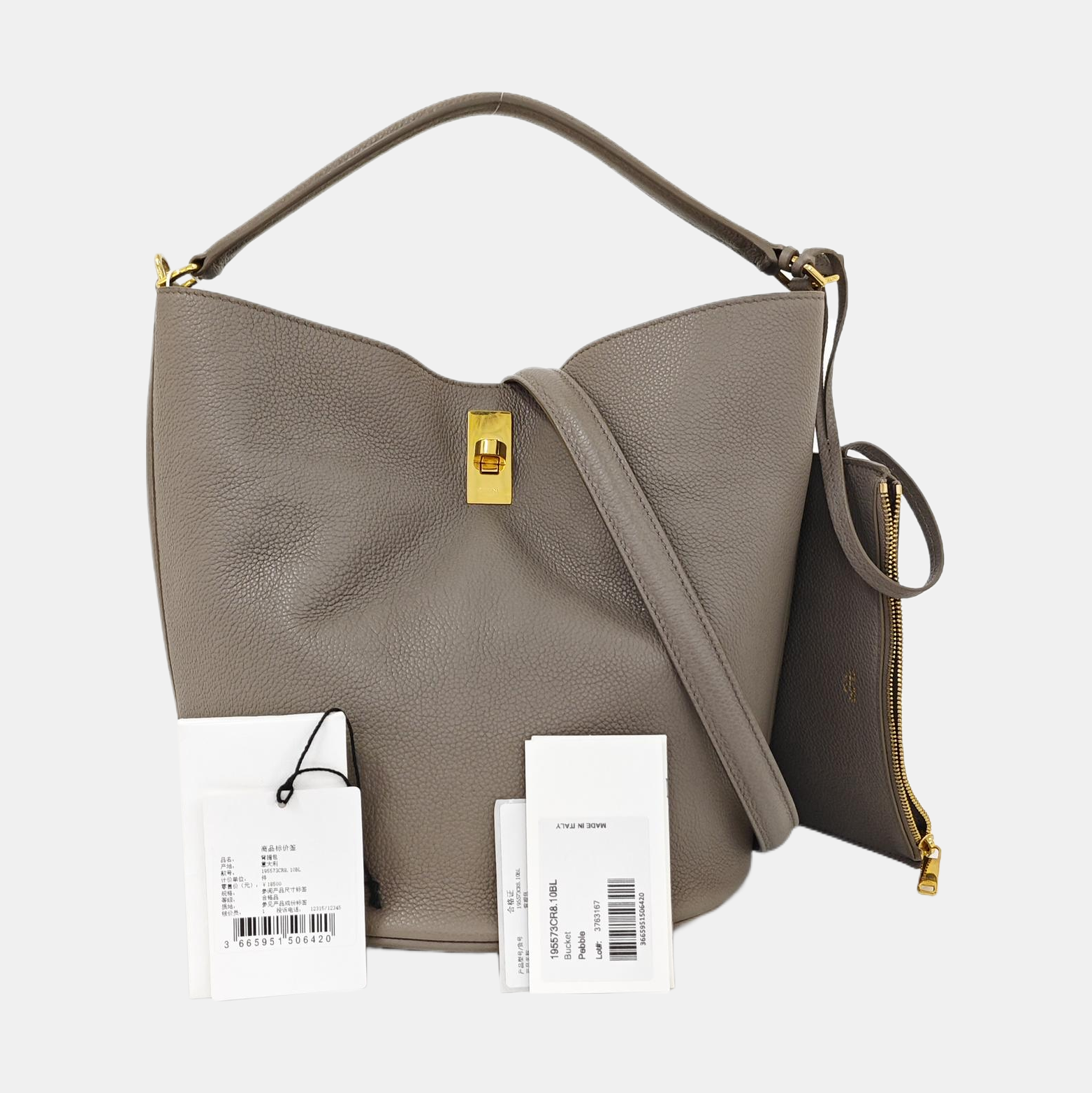 Authenticated pre-owned  Bucket 16 Calfskin Gray - Shoulder Bag at Looply