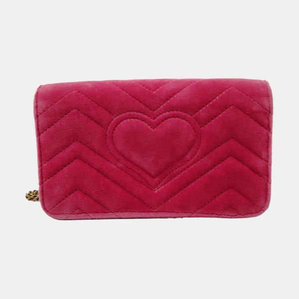Authenticated pre-owned  GG Marmont Velvet Pink - Shoulder Bag at Looply