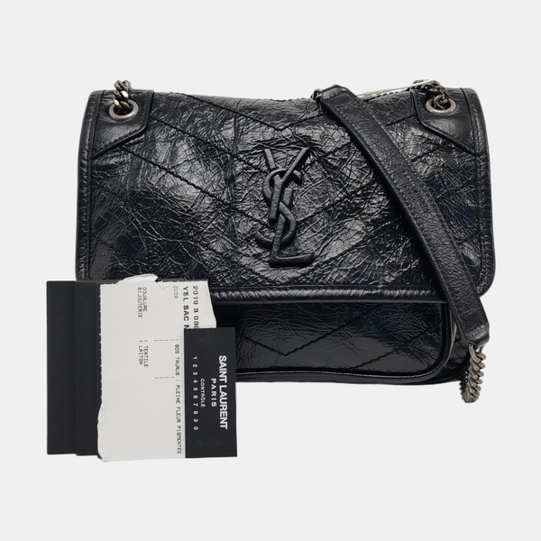 NIKI Small Chevron Calfskin Black