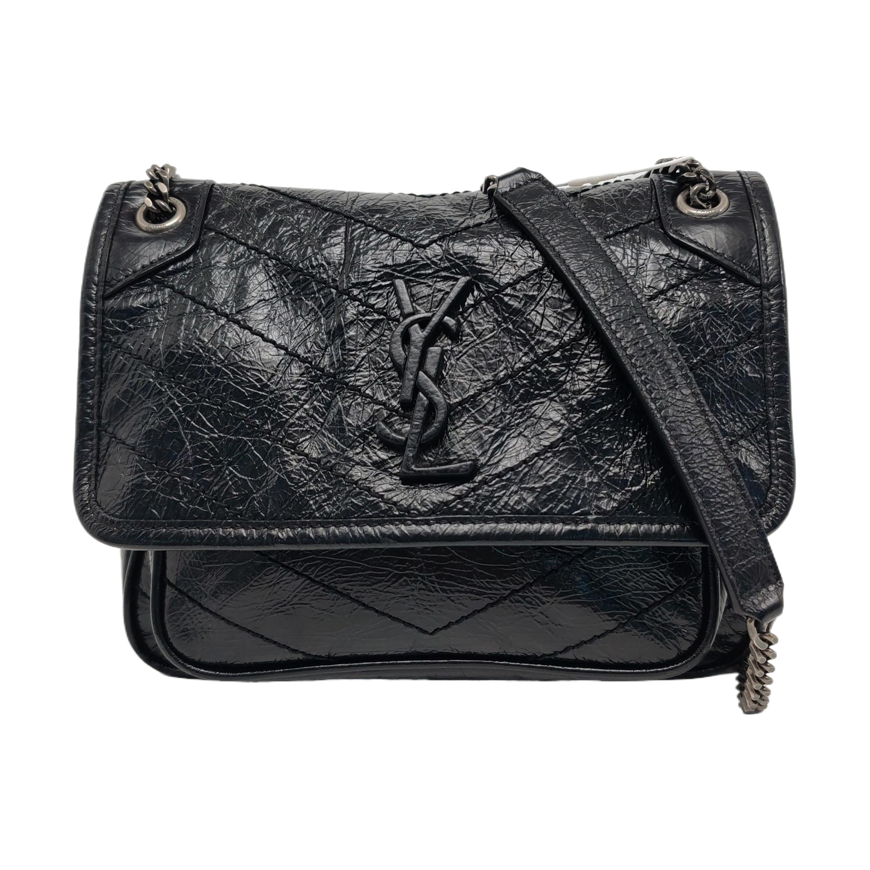 NIKI Small Chevron Calfskin Black