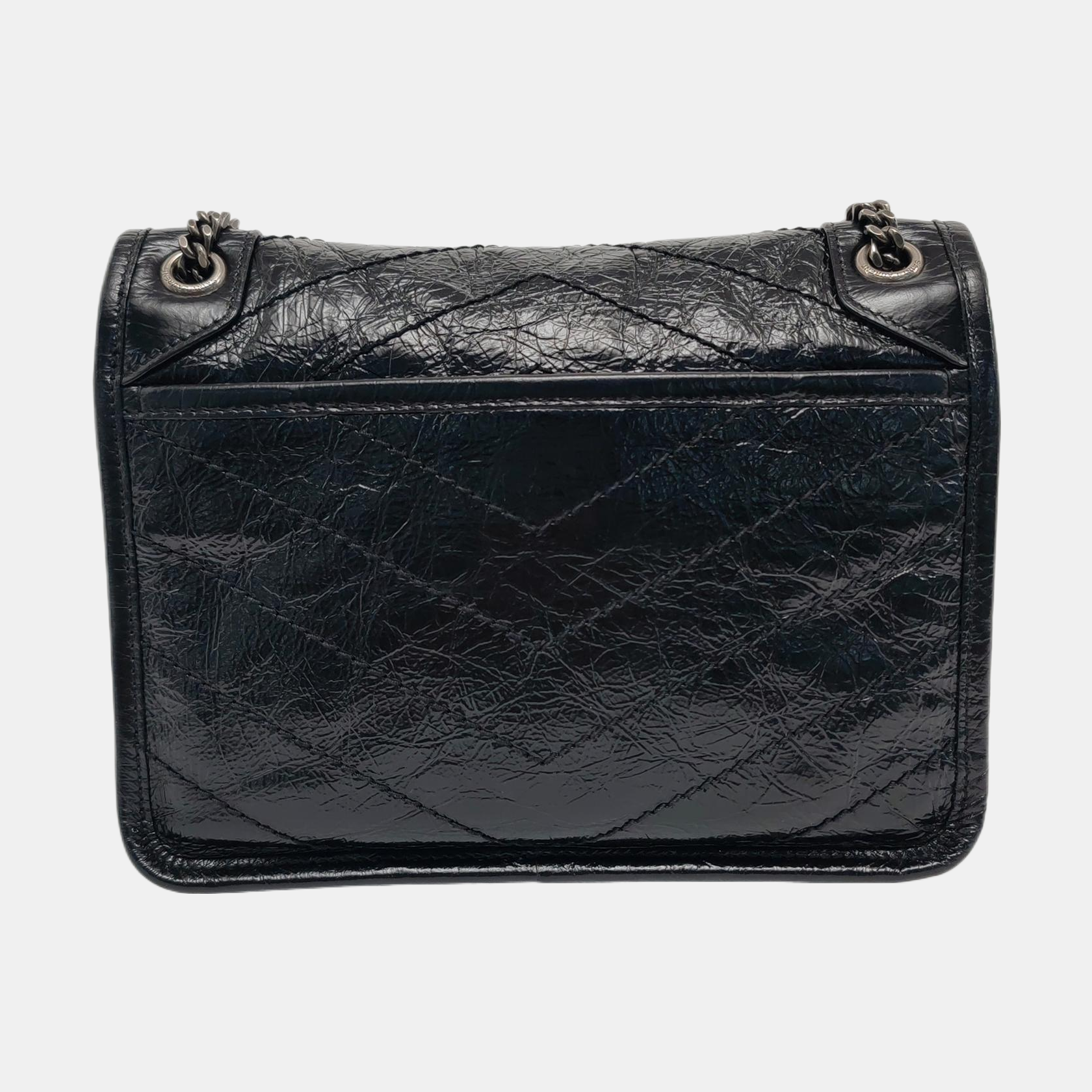 NIKI Small Chevron Calfskin Black