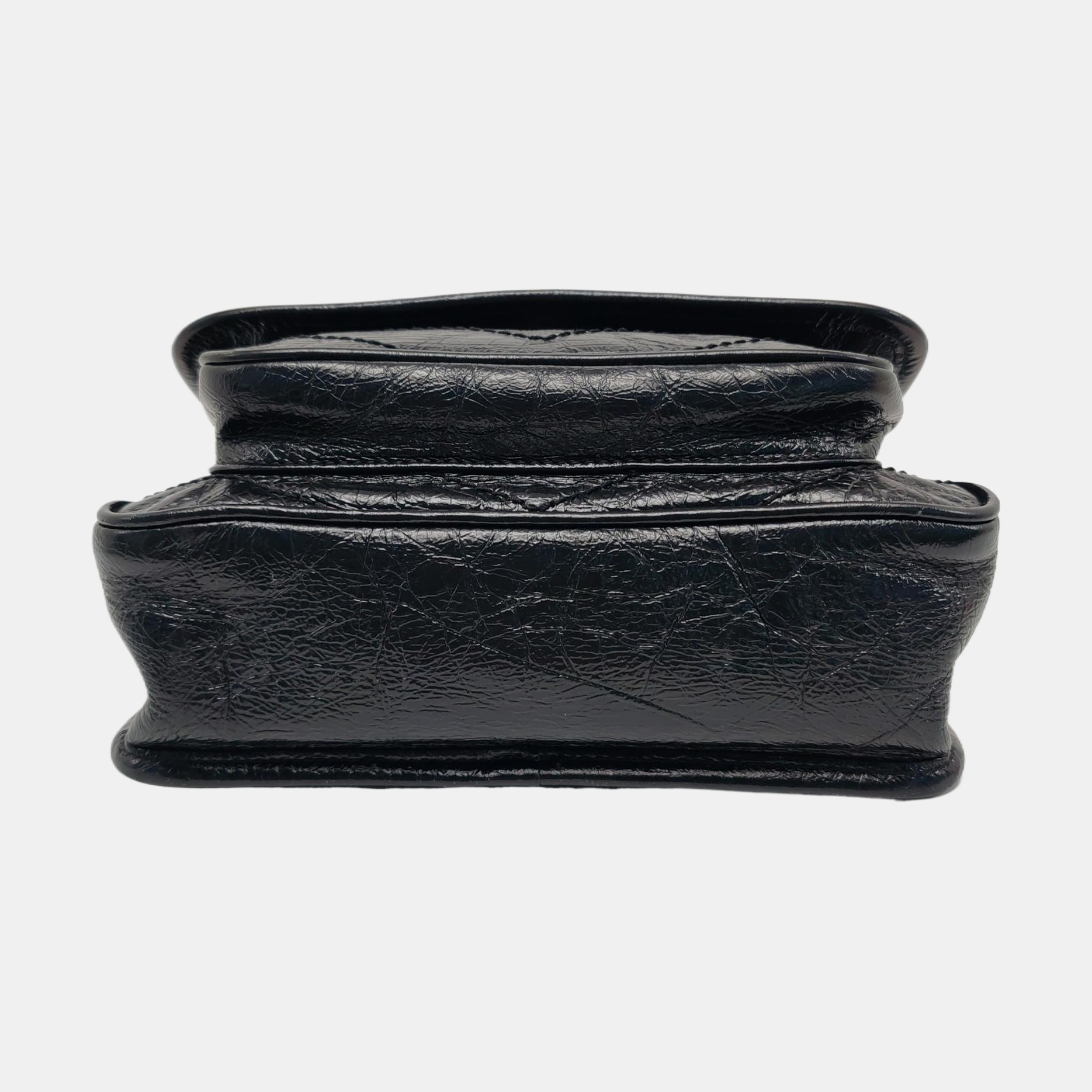 NIKI Small Chevron Calfskin Black