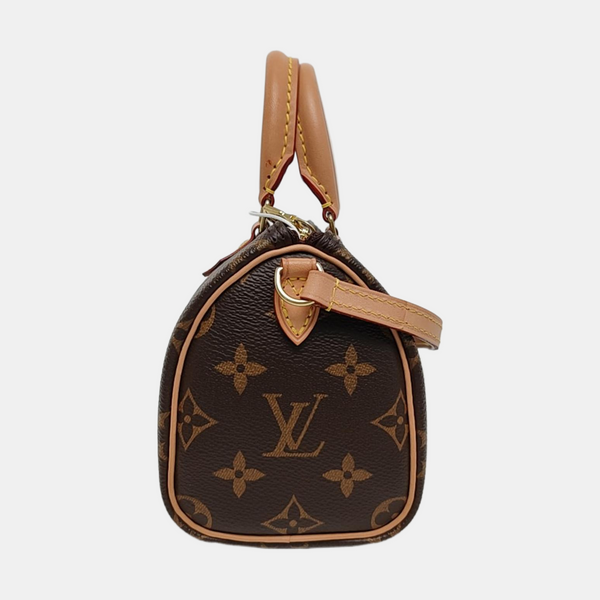 Authenticated pre-owned  Speedy Nano Monogram Coated Canvas Brown - Shoulder Bag at Looply