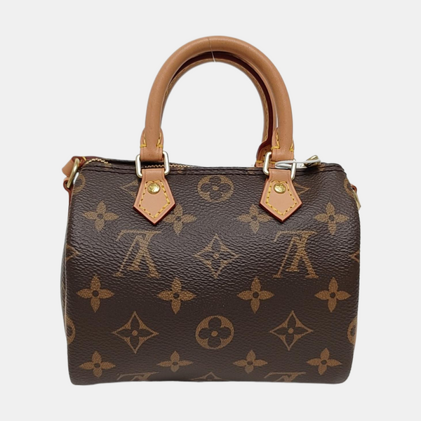 Authenticated pre-owned  Speedy Nano Monogram Coated Canvas Brown - Shoulder Bag at Looply