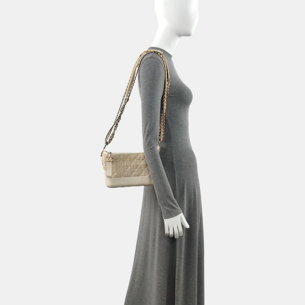 Authenticated pre-owned  Gabrielle Small Quilted Wool Beige - Shoulder Bag at Looply