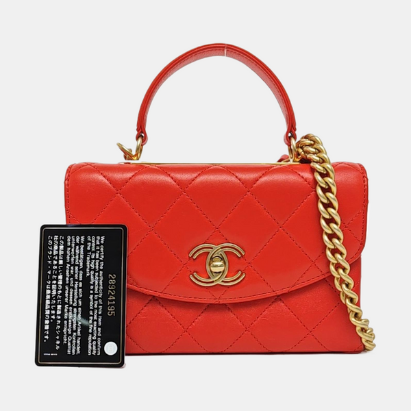Authenticated pre-owned  Trendy CC Quilted Lambskin Orange - Shoulder Bag at Looply