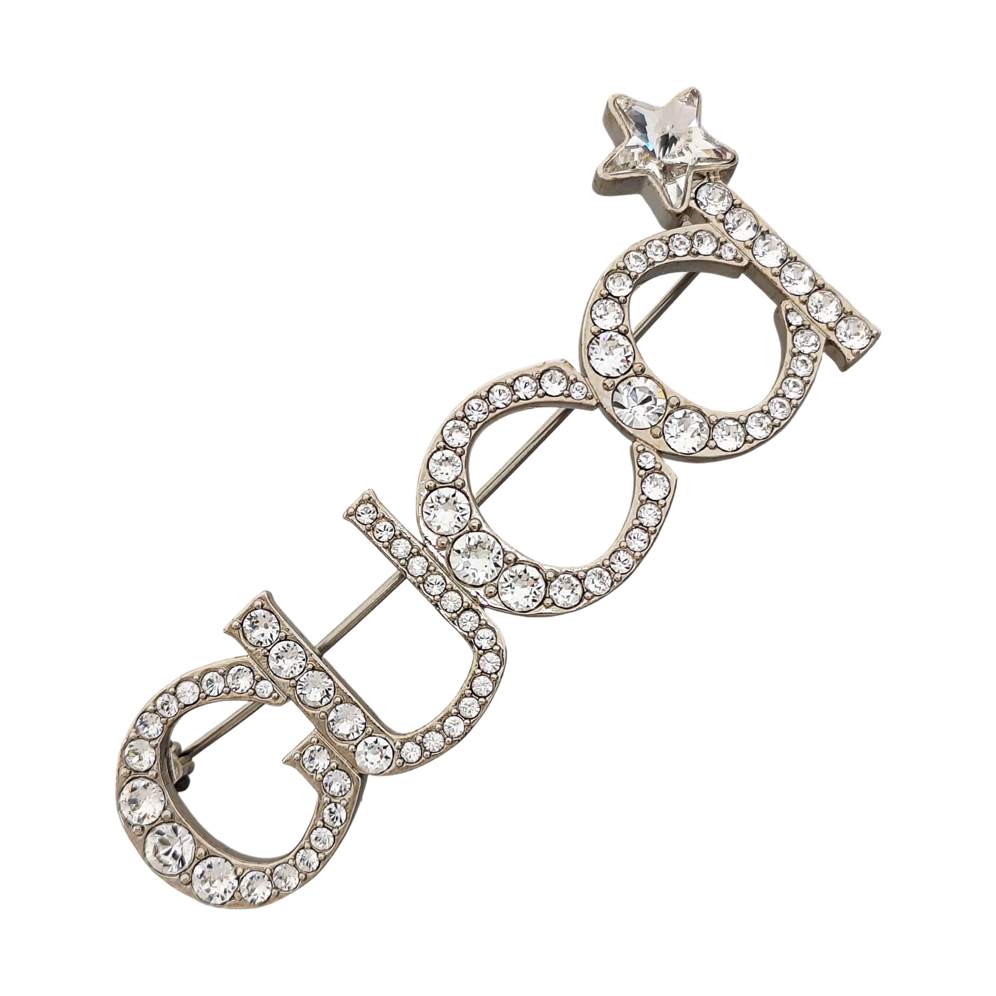 Authenticated pre-owned  Silver-tone Metal Synthetic Crystal Brooch - Brooch at Looply
