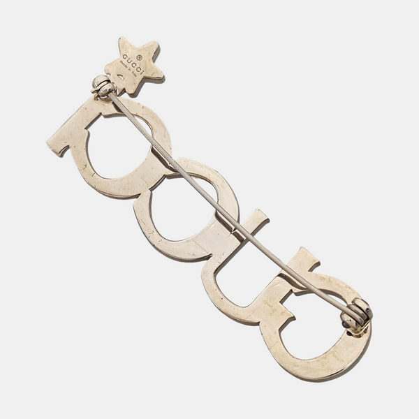 Authenticated pre-owned  Silver-tone Metal Synthetic Crystal Brooch - Brooch at Looply