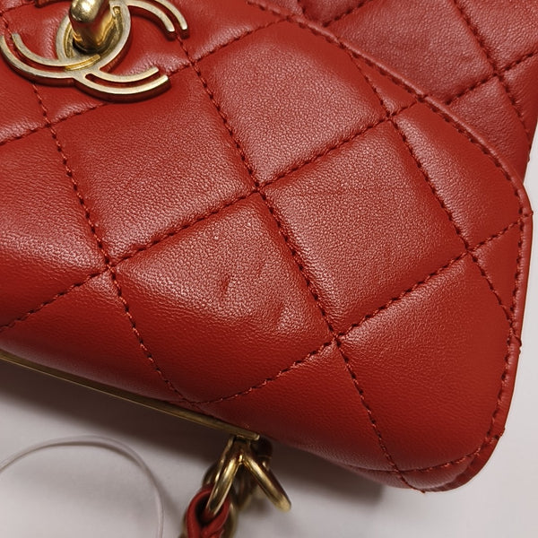 Authenticated pre-owned  Trendy CC Quilted Lambskin Orange - Shoulder Bag at Looply
