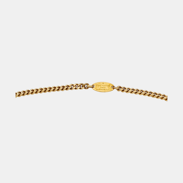 Authenticated pre-owned  Gold Tone Tourmaline with Black And Blue Enamel Monogram Necklace Alloy Necklace - Necklace at Looply