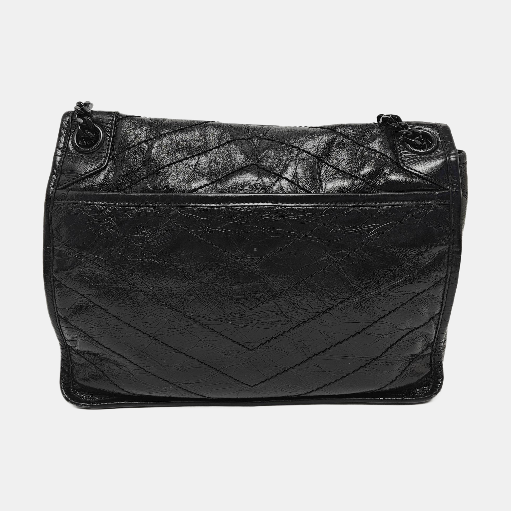 NIKI Medium Chevron Calfskin Black