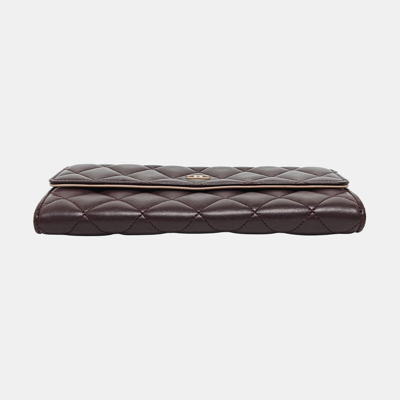 Authenticated pre-owned  Classic Flap Quilted Lambskin Burgundy Wallet - Wallet at Looply