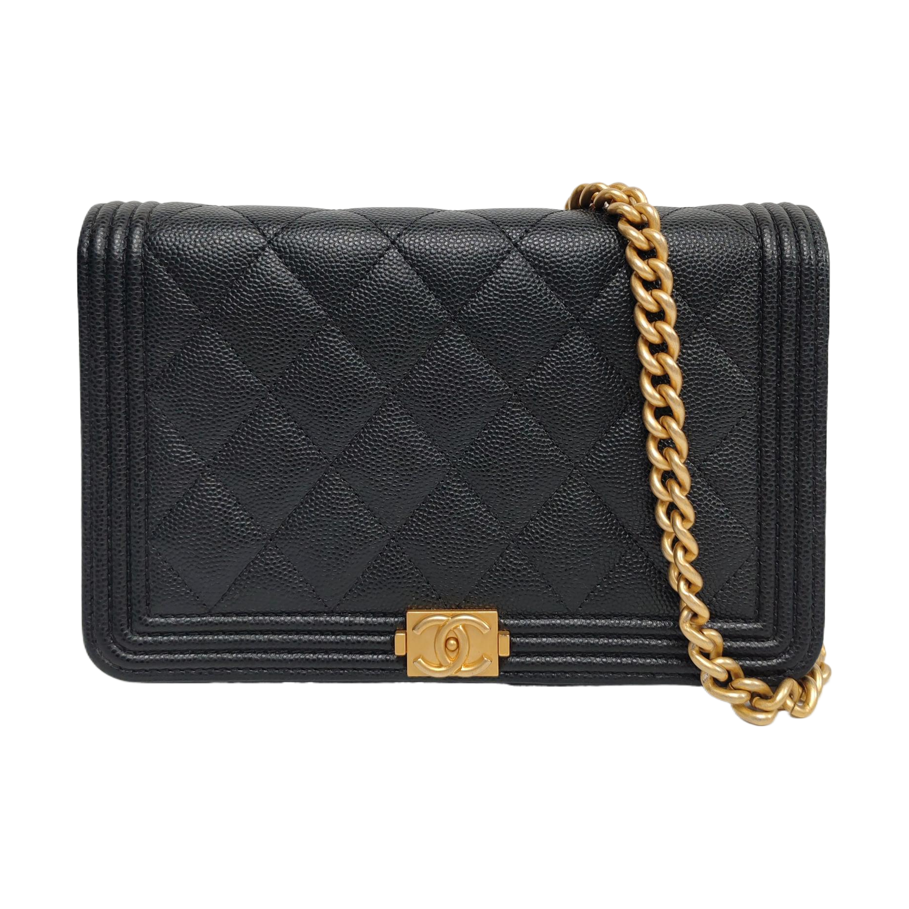 BOY CHANEL Mini Quilted Grained Calfskin Black