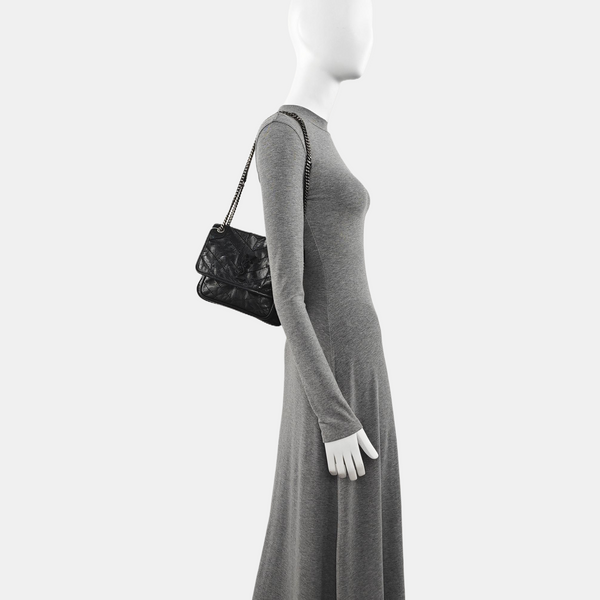 NIKI Small Chevron Calfskin Black