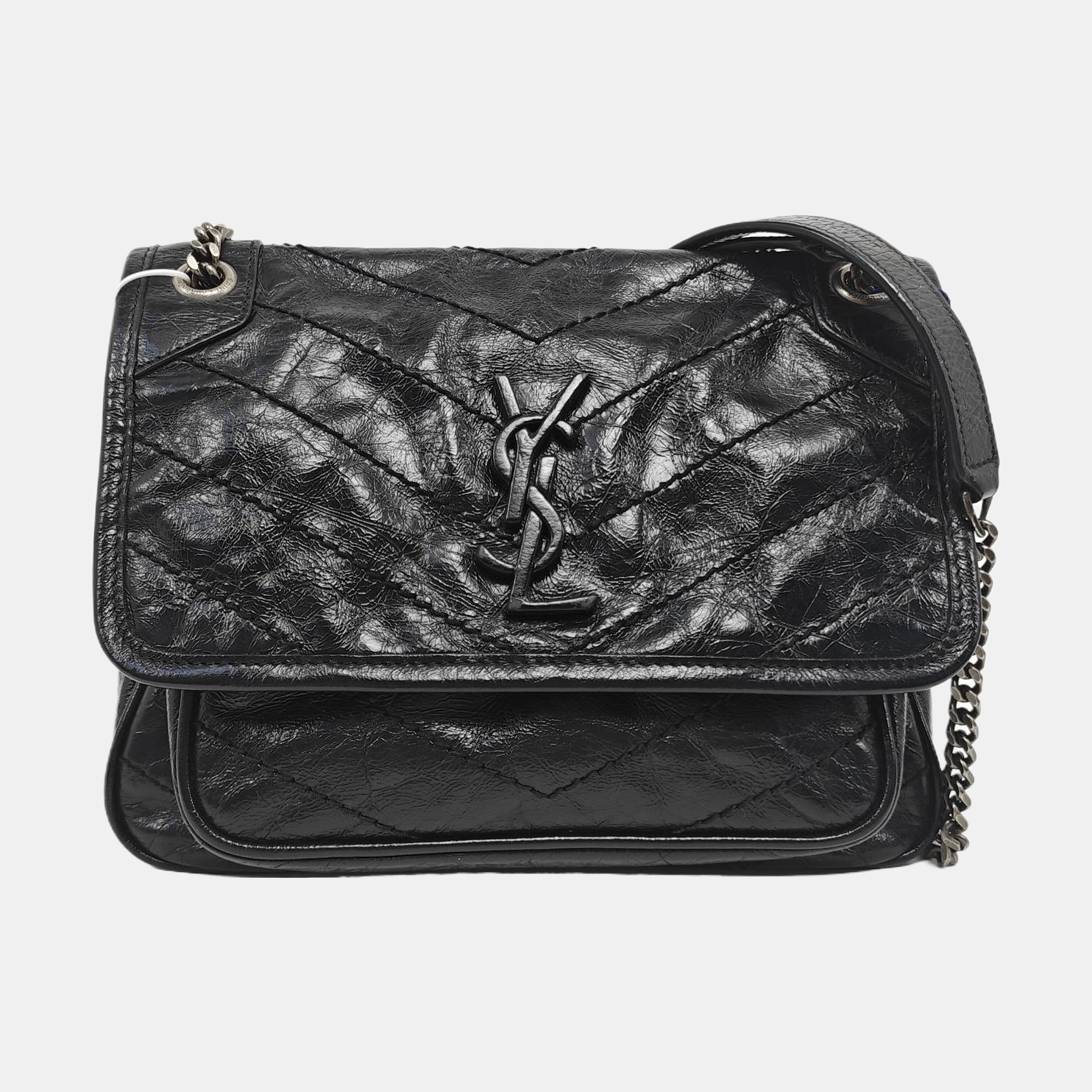 NIKI Small Chevron Calfskin Black