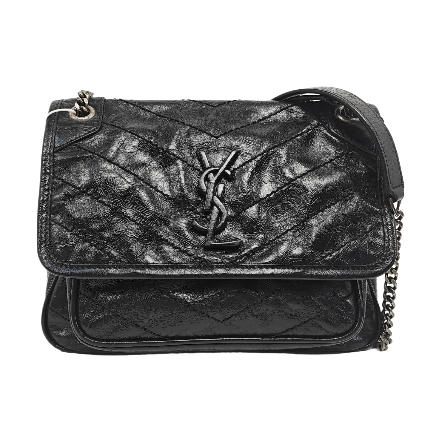 NIKI Small Chevron Calfskin Black