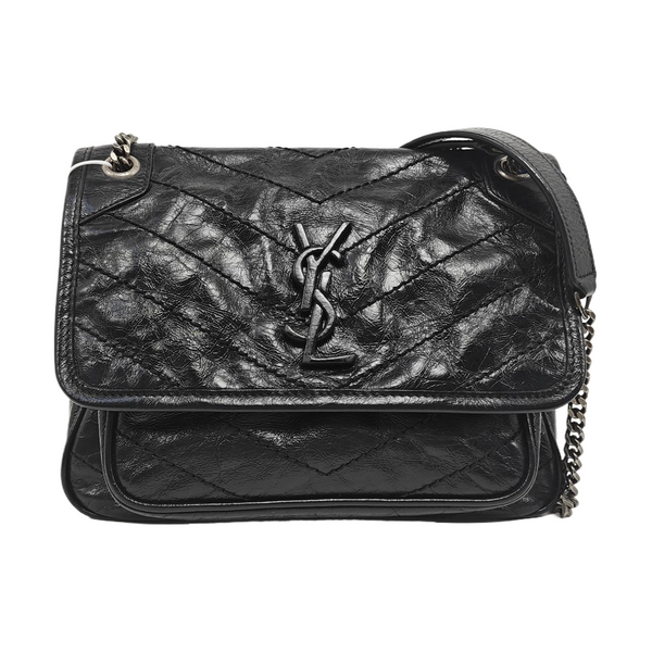 NIKI Small Chevron Calfskin Black