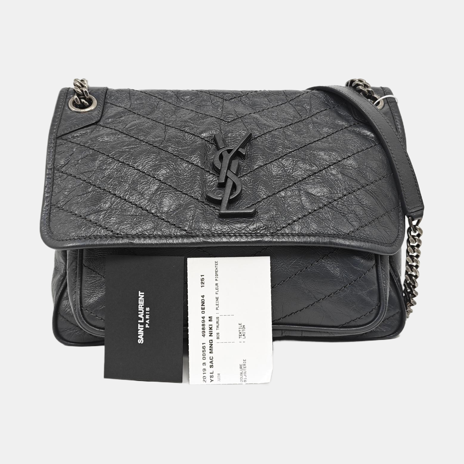 NIKI Medium Chevron Calfskin Gray