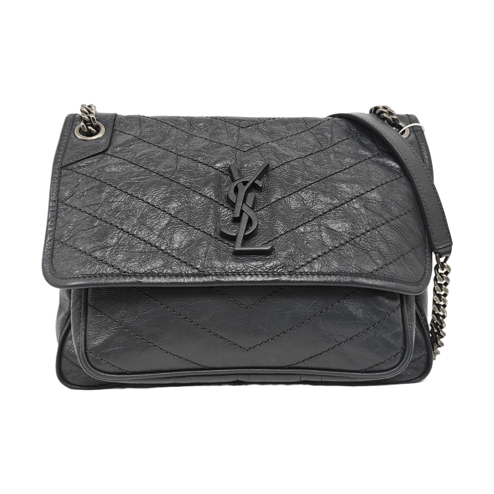 NIKI Medium Chevron Calfskin Gray